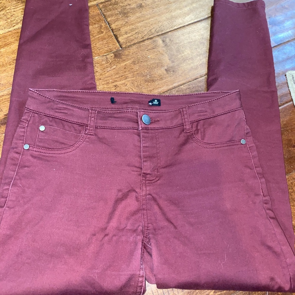 Maroon high waisted skinny jeans